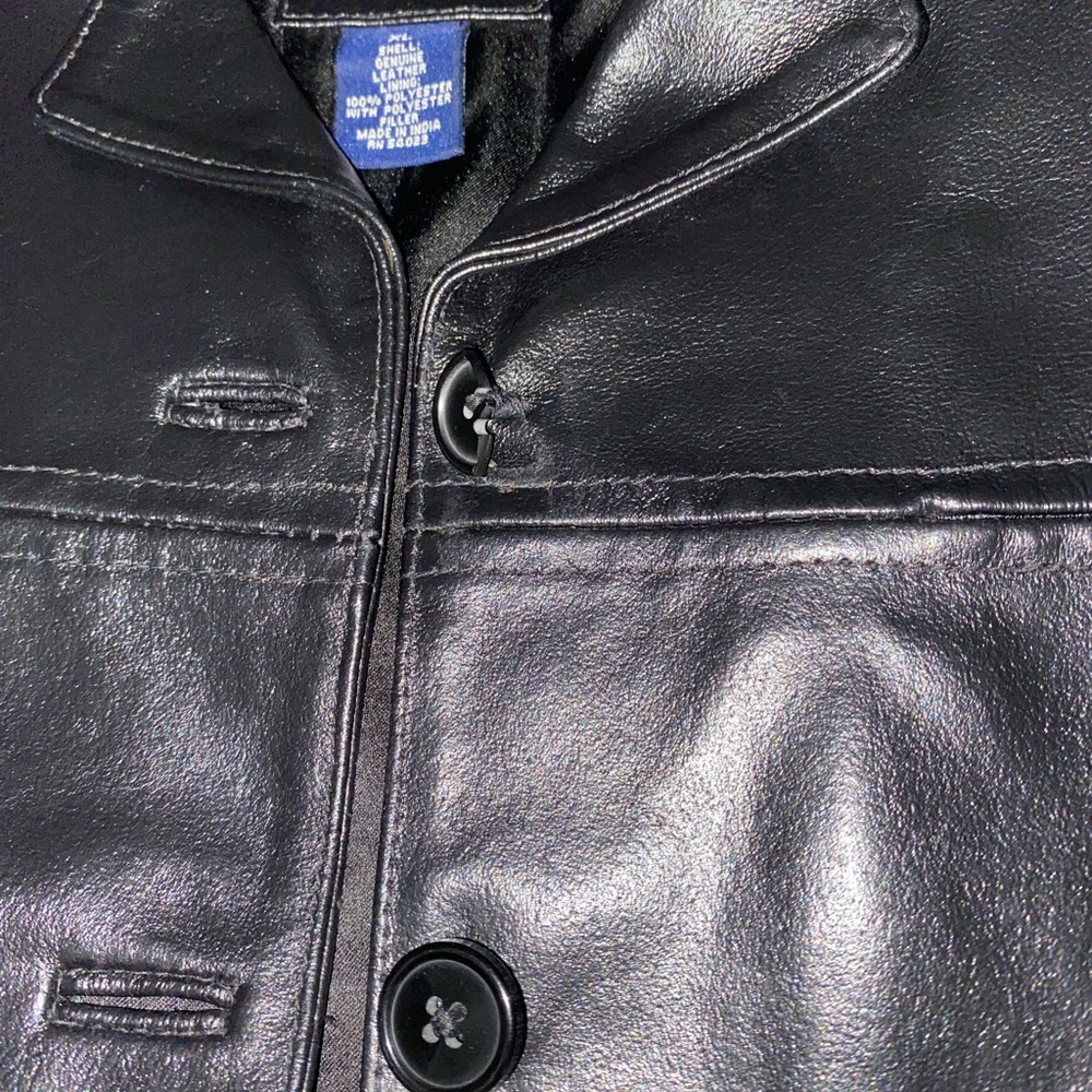 Kids GAP Black Genuine Leather Jacket Size XL - Picture 5 of 7